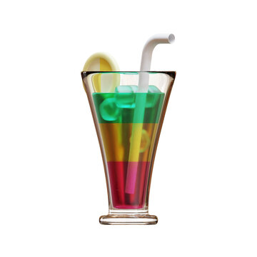 Summer Highball Glass 3D Rendering Illustration, suitable for summer, tourism, holiday, or vacation event theme.
