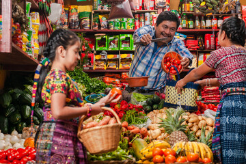 Guatemalan grocery store, with indigenous people.