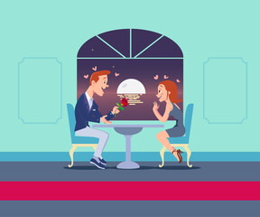 Couple having a romantic dinner at restaurant