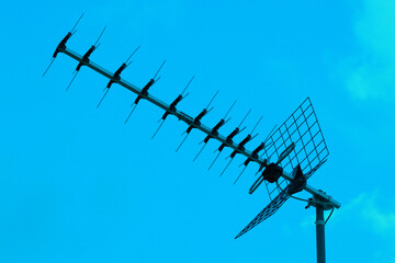 Closeup of a digital terrestrial television antenna - obrazy, fototapety, plakaty