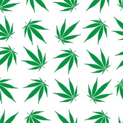 vector, seamless cannabis print on a white background, print for clothes or print