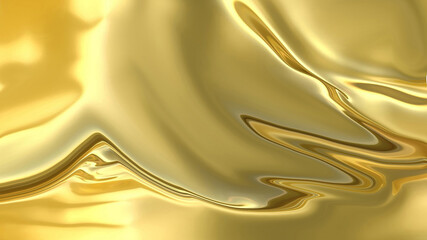 Liquid gold background. Beautiful yellow gold glitters in the light. Liquid gold flows down.