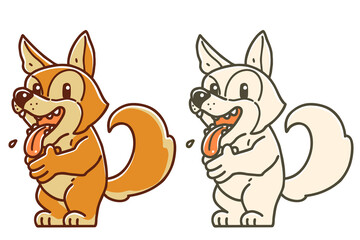 Two dogs character with great gains. Vector illustration.