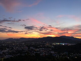 Rang hill viewpoint when sunset in Phuket island, Thailand.