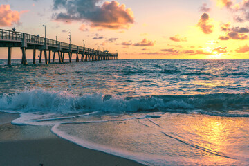 Dania Beach Pier Sunrise - obrazy, fototapety, plakaty