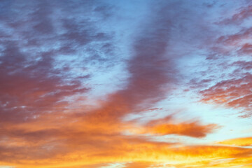 Amazing cloudscape on the sky at sunset time.