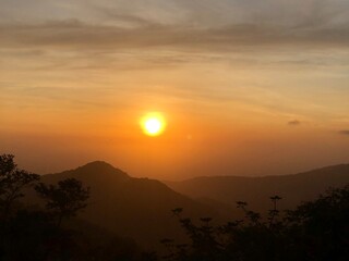 Sunset sky at Ram Rome mountain in Nakhon Si Thammarat, Thailand.