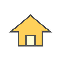 House or residential building with simple shape vector icon,  symbol or pictogram design. That real estate or property for development, owned, sale, rent, buy, purchase or investment. 64x64 pixel.