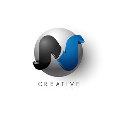 3d letter design round N logo template for business and corporate identity
