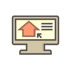 Search house vector icon. Consist of building on screen computer. That resident, agent or realtor to online find real estate or property for development, owned, sale, rent, buy or investment. 64x64 px