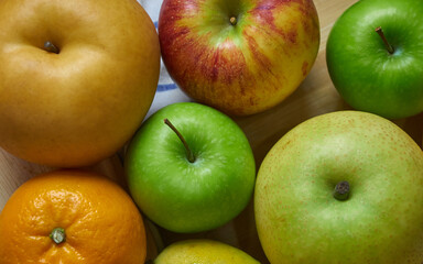 Directly above of fruits on the table