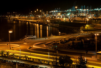 Fototapeta na wymiar Aerial view of the Port in Algeciras, Spain by the Strait of Gibraltar coast.