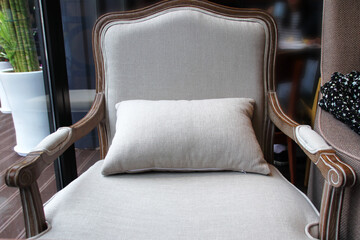 a empty chair with fabric texture