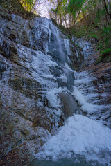Fototapeta premium 長野県阿智村 冬の姿見不動滝 氷瀑