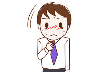 何かを決意して、泣き止んで顔を上げる男性