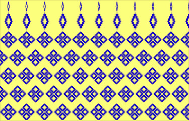 Vector Pixel art seamless border texture ethnic pattern background with vertical thin stripe, winter blue  color, for design of linen fabric, linen textile, wrapping paper.