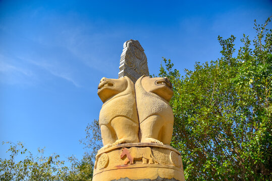 Ashok Pillar, Wat Phu Taphao Thong temple Udon Thani province Thailand. Most famous temple.