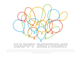 Minimalist Happy Birthday Card Illustration Layout with Balloons Shapes