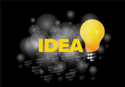 IDea Concept Illustration with Light Bulb on Dark Background