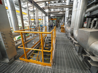 Balustrades on platform in power plant.