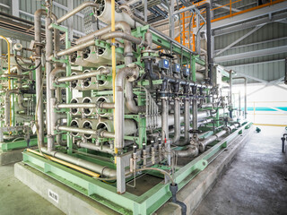 A reverse osmosis plant of water treatment plant in industrial zone at power plant with closed up...