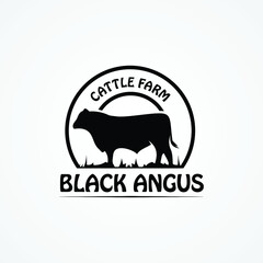 angus bull cattle farm logo design