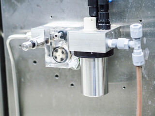 Flow indicator water of analyzer at sampling room in power plant.