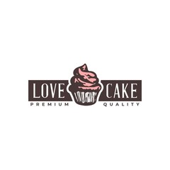 vintage logo for vintage logo for bakery business with image of a cupcake.vintage logo for bakery business with an illustration of a cupcake.
