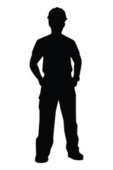 Standing engineer silhouette vector on white background