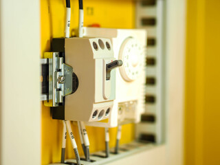 Breaker in control panel at power plant.