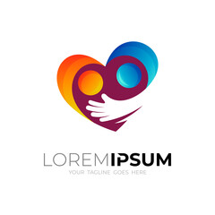 Love logo and family design combination, 3d style