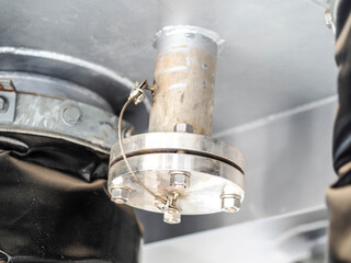 Flange by stainless type of boiler systems in power plant.