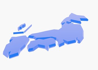 斜め視点の立体日本地図「青」