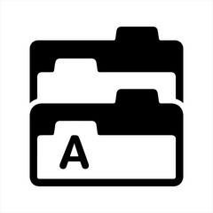 Folder icon, black. Vector and glyph
