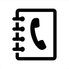 Phone book icon, black. Vector and glyph