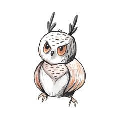owl on a white background. watercolor vector. eps