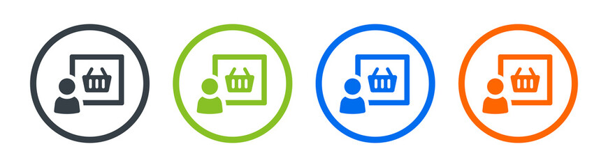 Customer, consumer shopping online icons vector illustration.