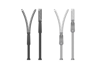 Zipper. Closed and open zip icon set. Vector illustration