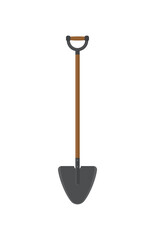 Shovel or spade isolated on white background. Work tool for outdoor activities, digging, gardening. Construction equipment. Vector illustration