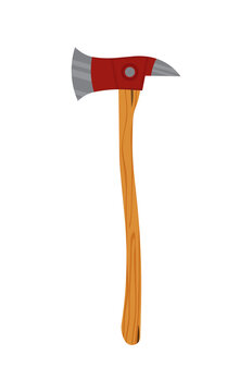 Big AXE with a red handle, illustration, vector on a white background.