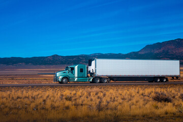 Semi Trucks on the Nevada Highway in Nevada, USA   © CK
