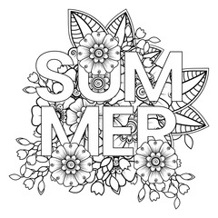 Hello Summer banner template with mehndi flower