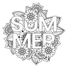 Hello Summer banner template with mehndi flower