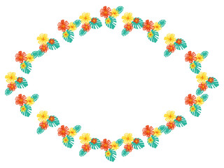 モンステラと元気な夏カラーのお花フレーム