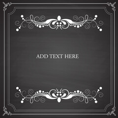 Vintage frames, blank black chalkboard design. Vector Illustration eps10