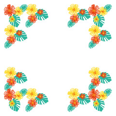 モンステラと元気な夏カラーのお花フレーム