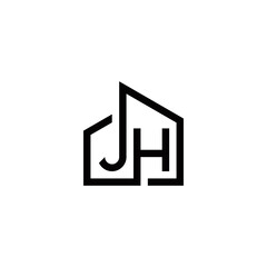 j h jh initial building logo design vector template