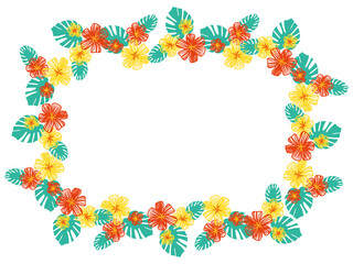 モンステラと元気な夏カラーのお花フレーム