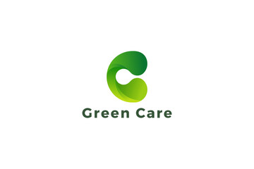 Letter C green care ecological logo