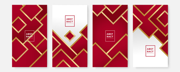 Abstract modern red gold geometric background. Elegant luxury red golden lines. Abstract background red with gold metallic wave. gold abstract red background banner with circle gold and golden dot